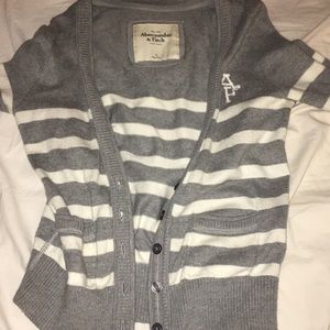 Gray and white striped sweater